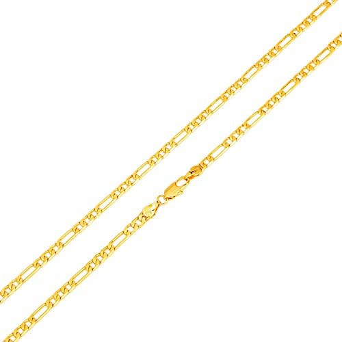 Happy Gogou 24k Gold Plated 4mm 20~30inches Figaro Chain Necklace for Men (24 Inches)