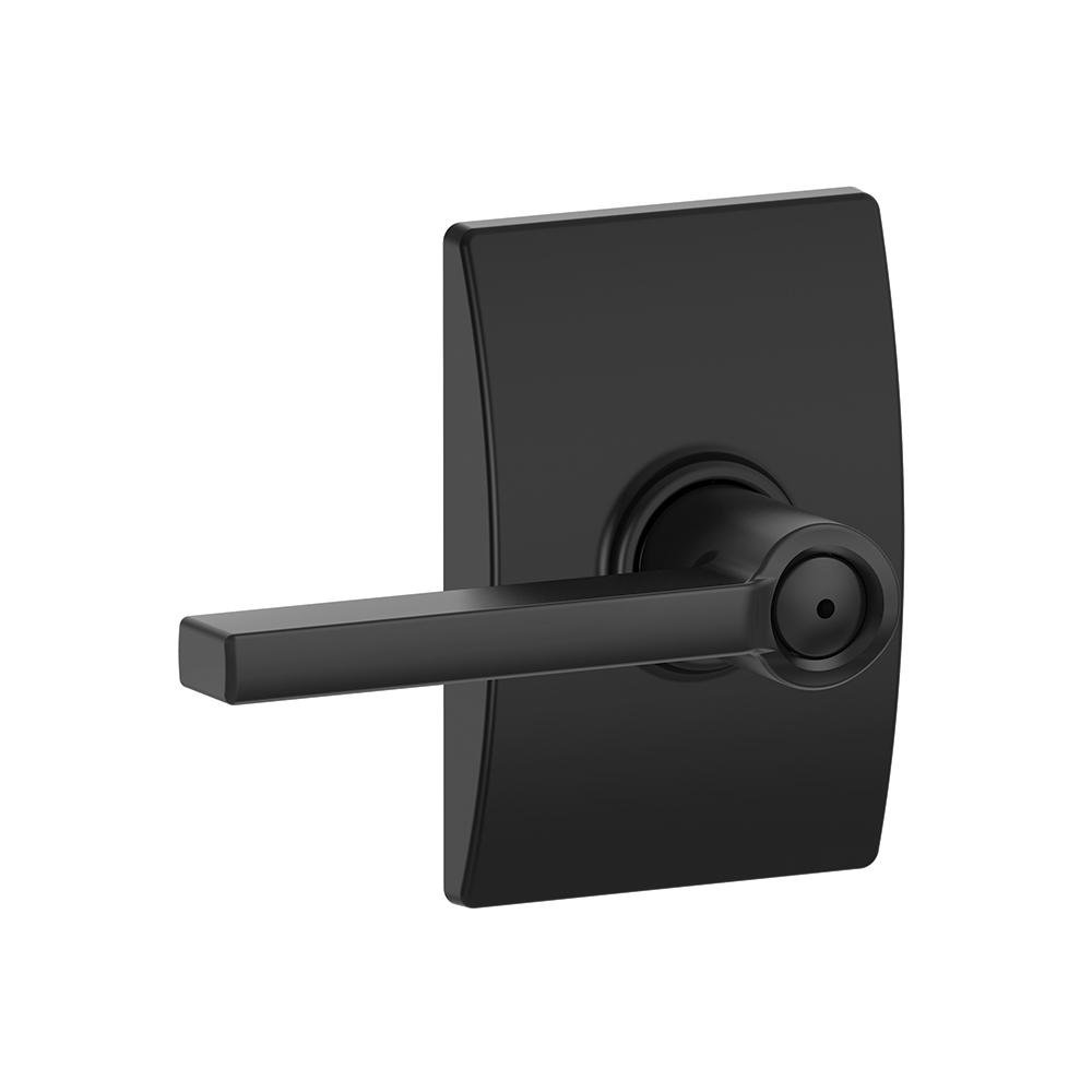 Photo 1 of Schlage F40 LAT 622 CEN Latitude Door Lever with Century Trim, Bed & Bath Privacy Lock, Matte Black