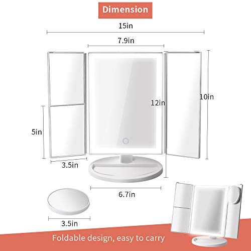 Sunba Youth Lighted Makeup Mirror, Portable Vanity Mirror with 4pcs Tape- 36 Lights, 1x/2x/3x/10x Magnification 180°Rotatable Magnifying Mirror