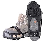 JSHANMEI Traction Ice Cleat Spikes Crampons Snow Grips Anti Slip Safe Protect Slip-on Stretch Footwear for Hiking Walking on Snow and Ice