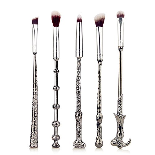 Wizard Wand Potter Makeup Brushes Set - 5pcs Magic Pocket Size Cosmetic Kit- Face Eye Shadow Eyebrow Lip Concealer Brushes Fit All Face Makeup