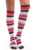 Over The Knee Brown Stripe V-Toe Flip Flop Socks (1 Pair)