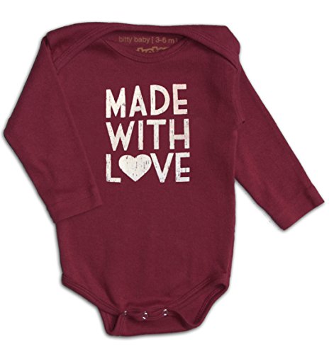 Punkster Baby Girl's MADE WITH LOVE LS Punksie 12-18M Wine