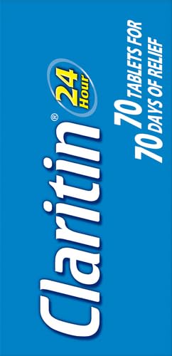 Claritin 24 Hour Allergy Medicine, Non-Drowsy Prescription Strength Allergy Relief, Loratadine Antihistamine Tablets, 70 Count