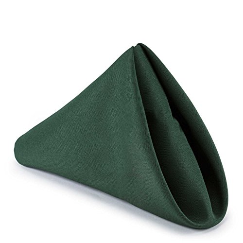 Lann's Linens - 12 Dozen 17" Cloth Dinner Table Napkins - Machine Washable Restaurant/Wedding/Hotel Quality Polyester Fabric - Hunter Green