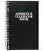 Iconikal Spiral-Bound Address and Telephone Book with Plastic Cover, Black