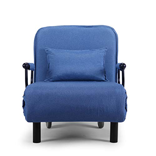 Blue Sofa Bed Arm Chair Convertible Single Dorm Room Couch Recliner Sleeper Folding