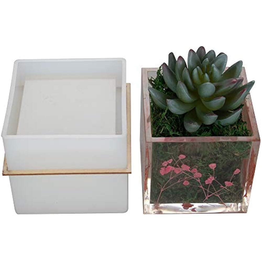 Big DIY Square Resin Plant Mold, Cube Silicone Molds