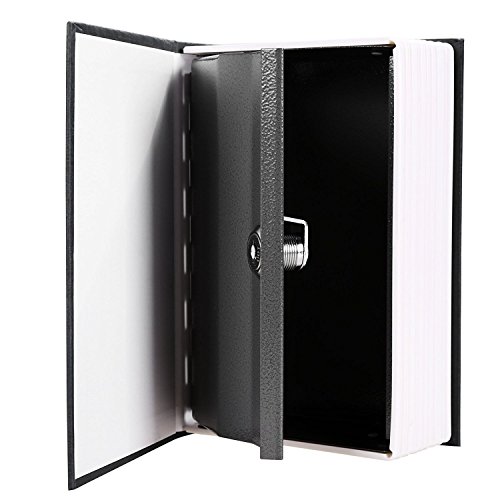 Homevol Safe Lock Box,Home Security Steel Dictionary Book Diversion Jewellery/Coins/Money/Valuables Safe Box with Key Lock (Black)