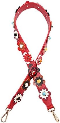 XIANIWTA 1.37inch Width PU Leather Shoulder Bag Strap DIY Flower Rivet Handle Crossbody Bag Strap Replacement(1.37x41.5inch)