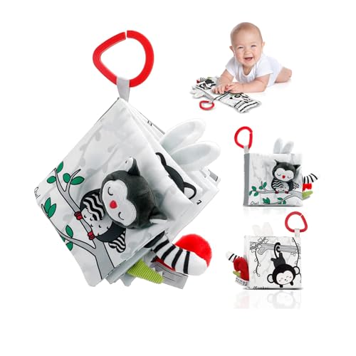 Crinkle Soft Baby Books, 3D Touch and Feel High Contrast Cloth Book, Sensory Baby Toys for 0-6-12 Months, Early Learning Stroller Toys, Ideal Gifts for Infants and Toddlers