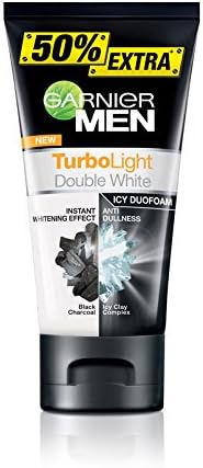 GARNIER MEN TURBO LIGHT DOUBLE WHITE FACIAL FOAM 150ML.