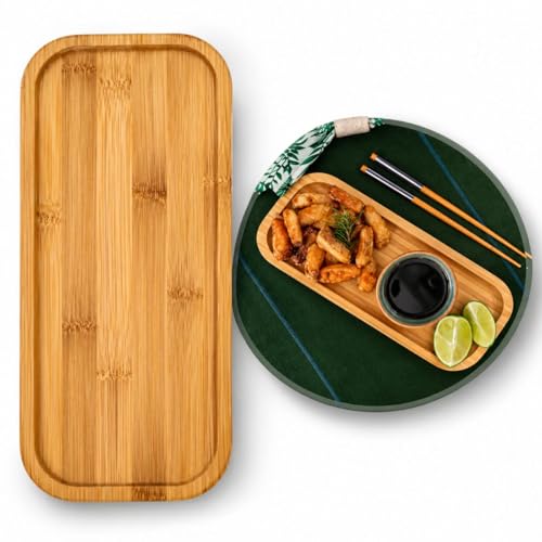 Bandeja Retangular de Bambu 30x12 Premium para Servir e Decorar com Sofisticação
