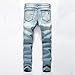 Men's Blue Ripped Skinny Distressed Destroyed Slim Jeans Pants with Holes