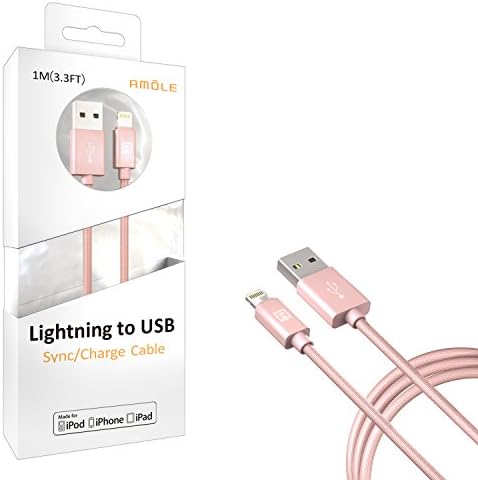 iPhone Lightning to USB Cable Charge &amp; Sync [Apple MFi Certified] AMOLE iPhone 7 7 Plus 6 6s Plus SE 5 5S 5C, iPad Pro Air 2 mini 4 3 2, iPod touch 5th 6th gen iPod nano 7th gen (Rose Gold)