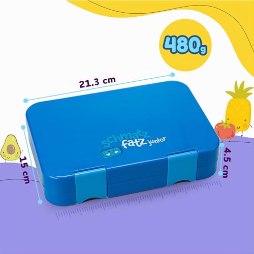 Schmatzfatz Children's Lunch Box with Compartments, Children, School, Colours, Children's Lunch Boxes with BPA-Free and Leak-Proof Sections, Dishwasher Safe