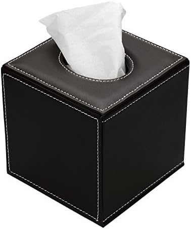LIKEA PU Leather Roll Kleenex Quilted Tissue Box Holder Cover Napkin Paper Box Case Tray Pumping for Home Office Car Automotive (Brown)