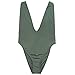 Dixperfect Women's Sexy Deep V-Neck One Piece Bathing Suit Plunge Side Scoop Swimsuit Monokini (M, Olive)
