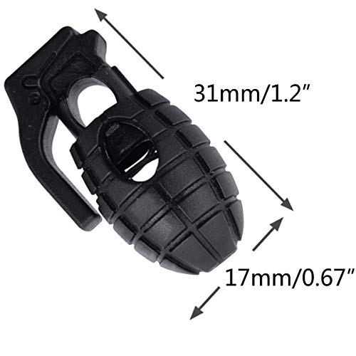 Shells Strong Spring Loaded Stop Sliding Cord Locks Fastener Slider Toggles End Cord Lock Stopper Buttons for Camping & Hiking, Shoelace Replacement, Sports, Backpacks (Black) - Thumbnail 4