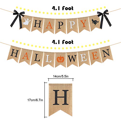image for LINGPAR Highly Recommended Happy Halloween Burlap Banner - Multicolore