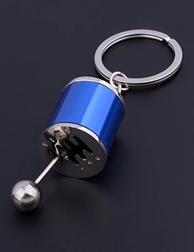 COOKI Creative Auto Part Model Gear Knob Gear Shift Gear Stick Manual Transmission Shift Lever Keychain Keyring Metal Key Chain Ring Keyrings Keyfob Gift (Blue)