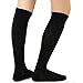 TeeHee Cotton Fashion Compression Socks - Comfort, Soft, Relieve Leg Fatigue Knee High, Geo-Black, Large