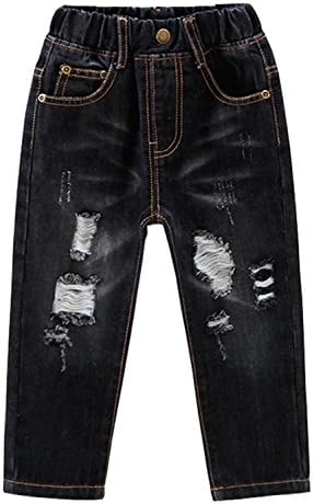 EMAOR Unisex Kids Baby Elastic Waist Ripped Holes Denim Pants Jeans & Shorts 18Months - 8Years