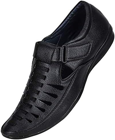 BUCADIA Men's Synthetic Black Tan Colour Outdoor Formal Casual Ethnic Loafer Sandal Shoe