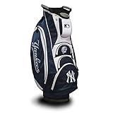 Team Golf MLB New York Yankees Victory Golf Cart Bag, 10-way Top with Integrated Dual Handle & External Putter Well, Cooler Pocket, Padded Strap, Umbrella Holder & Removable Rain Hood