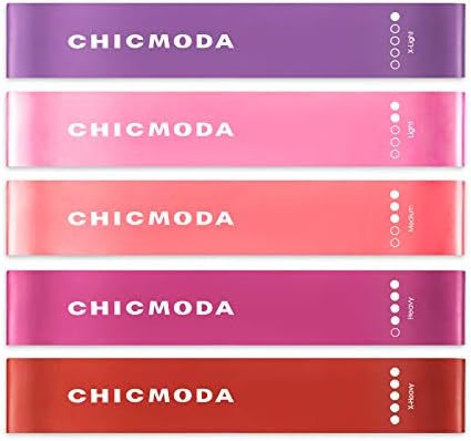 CHICMODA Resistance Bands Set, Exercise Loop Bands Tone Legs, Butt and Core. Workout Bands for Home Fitness, Stretching, Pilates, Crossfit, Yoga, Flexbands -Natural Latex