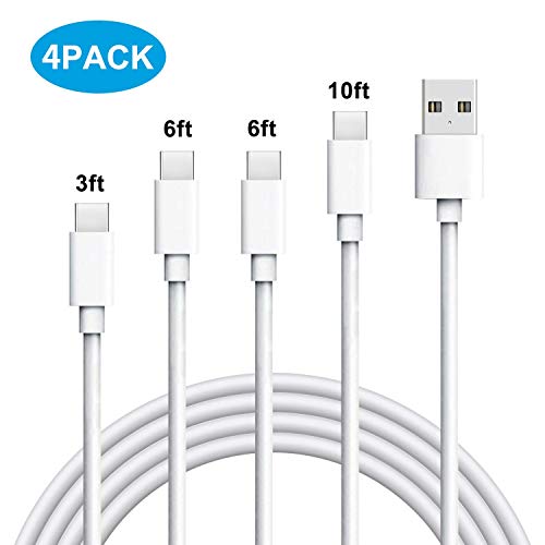 USB Type C Cable, Amoner 4Pack 3FT 6FT 6FT 10FT USB A to USB C Fast Charging Type C Cord for Samsung Galaxy S10/S9/S9+/S8/S8+, Note 9/8, Pixel, Nintendo Switch, New iPad Pro, MacBook Pro and More