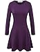 Aphratti Women's Long Sleeve Fall Dresses Casual Basic Crew Neck A-Line Fit and Flare Skater Dress Small Purple