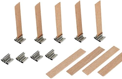 Mlambor 40 Piece 5" (13130) Natural Wood Candle Wicks with Metal Bases, for Candle Making, Candle DIY, 20 Sets
