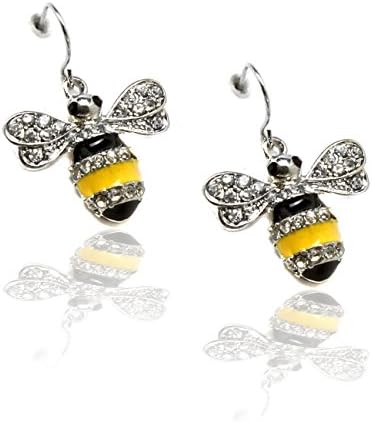 Bejeweled &amp; Enameled Bumble Bee Earrings