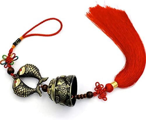 DMtse Chinese Lucky Feng Feng Shui Vintage Bell for Wealth and Safe, Success, Ward Off Evil, Protect Peace - Home Garden Car Interiors Hanging Charm Wind Chime Good Luck Blessing (Twin Fish)