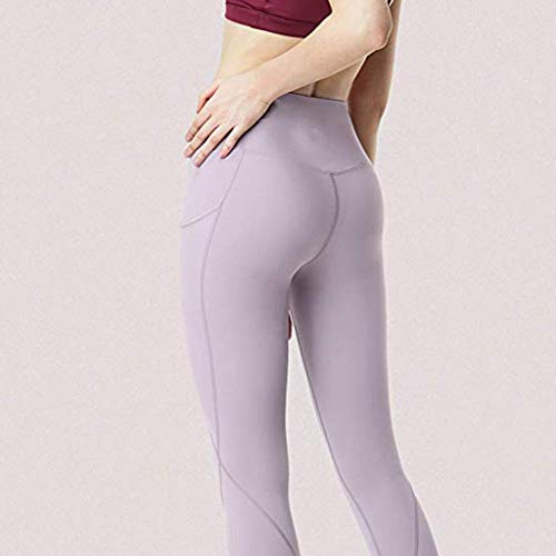 High Waist Yoga Pants for Women Side & Inner Pockets with Tummy Control Sports Leggings Purple - Thumbnail 4