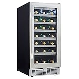 Danby DWC93BLSST Silhouette Select 34-Bottle Built-In Wine Cooler, Black/Stainless Steel/Glass