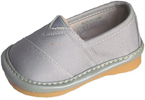 Squeaky Shoes Toddler Boys Grey Leather Toms Style Shoes 3 M US