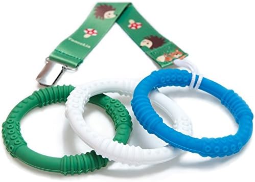Silicone Teether Ring 3 Pack - Baby Teething Toys for Natural Pain Relief - 100% Safe and BPA Free