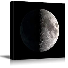 Canvas Wall Art Beautiful Moon in Black Painting Artwork for Home Prints Framed - 12x12 inches