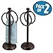 mDesign Steel Towel Rack Holder Stand with 2 Hanging Rings for Bathroom Vanity Countertops - Space Saving Hand Towel Holder - Hyde Collection - 2 Pack - Bronze