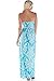Betsy Red Couture Women's and Plus Size Ruched Strapless Soft Knit Maxi Dress (2X, Sky Blue/White Damask)