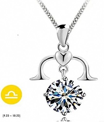 Cute Prom Balance Best Friend Platinum Necklace Crystal Zodiac Libra Pendant Necklace for Bridesmaid