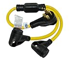 Conntek RV Y Adatper Cord with 50 Amp Male Plug To (2) 30 Amp RV Female Connector (3-Feet)