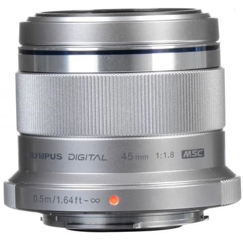Olympus M.Zuiko Digital 45mm F1.8 Micro Four Thirds, Bright Lens Compatible with OM SYSTEM and Pansonic Mirrorless Cameras, Quick Focus, Ideal for Portraits, Silver,
