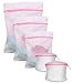 Moscany Set of 5 Mesh Laundry Bags for Underwear, Bra and Lingerie - 2 Bra Bags and 3 Wash Bags ( pink )