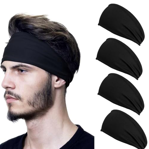 DQST Diademas Deportivas para La Cabeza, Kit de Bandas Elásticas con 4 Colores para Hombre y Mujer, Diademas de Cabello Absorbe El Sudor, Secado Rápido, Transpirable, Antideslizante.