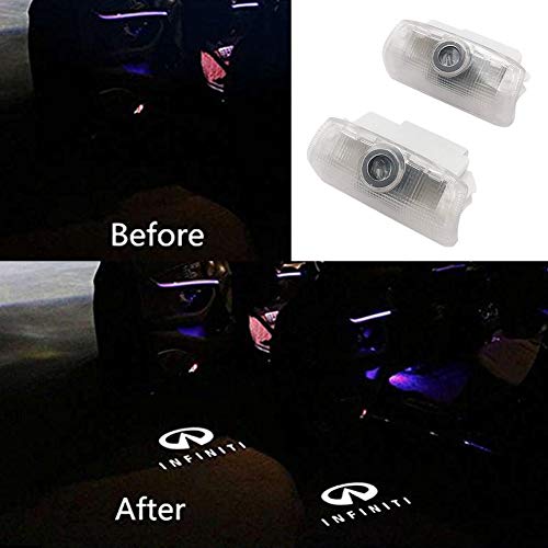 Aukur 2-pc Set Car LED Door Logo Projector Ghost Shadow Lights Direct Replacement Welcome Lamp for Infiniti Q50 Q70 QX70 QX50 EX FX G M Series