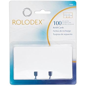 Rolodex Rotary File Card Refills, Unruled, 2-1/4 Inches Inchesx 4 Inches, 100 Cards, White (67558)