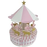 GOOHOCHY Carousel Favor Boxes Wedding Candy Box for Treats Crafts and Small Gifts Vintage Paper Treat Boxes Easy Assembly 11.02 X 11.02 X 13.38 in 1 pack